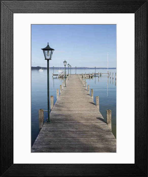Framed Print : Jetty, Lake Starnberg at Seeshaupt, Bavaria, Germany, Europe, PublicGround