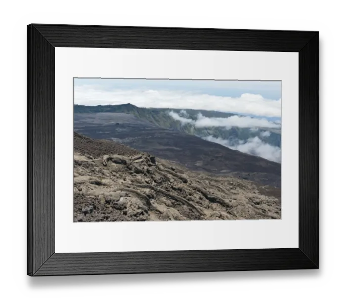 Framed Print : Cooled lava flow in the Cratere Dolomieu crater of Piton de la Fournaise volcano, Piton de la Fournaise, La Reunion, Reunion, France