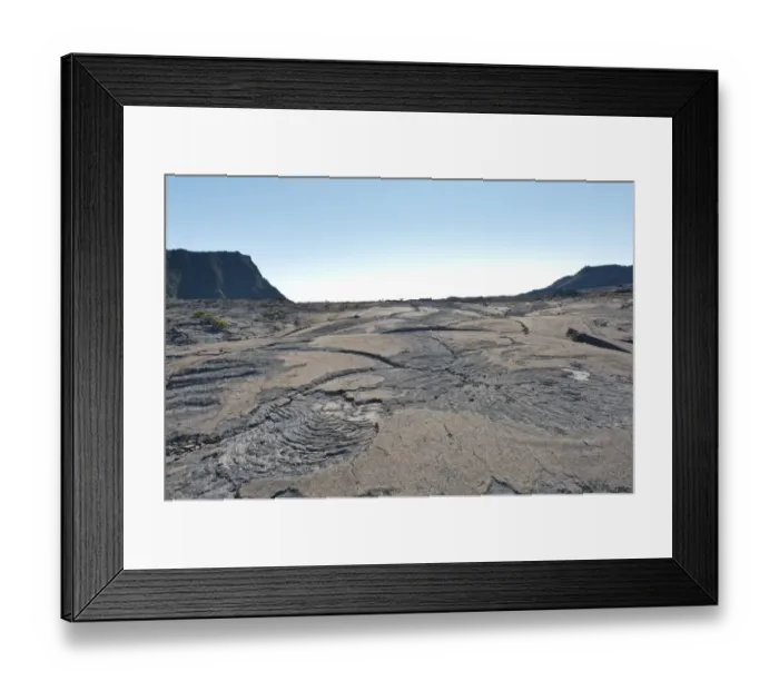 Framed Print : Cooled lava flow at the foot of the Piton de la Fournaise volcano, ropy lava, Piton de la Fournaise, La Reunion, Reunion, France