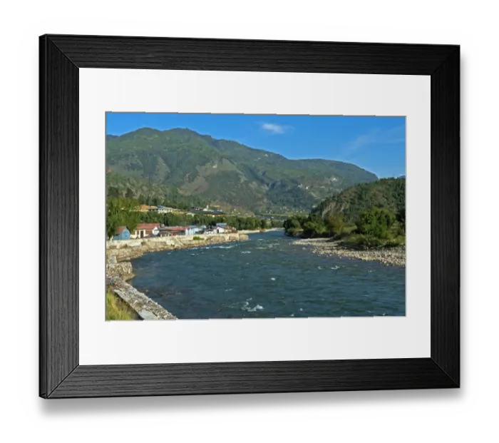 Framed Print : Landscape in the Paro Valley with the Paro Chhu River, Paro, Bhutan Framed Print : Landscape in the Paro Valley with the Paro Chhu River, Paro, Bhutan