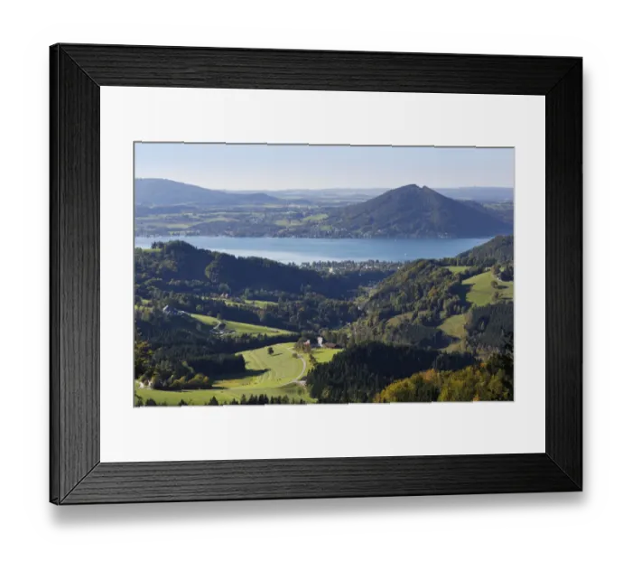 Framed Print : View of lake Attersee as seen from Kienesberg mountain, Weyregg in the foreground, Salzkammergut region, Upper Austria, Austria, Europe Framed Print : View of lake Attersee as seen from Kienesberg mountain, Weyregg in the foreground, Salzkammergut region, Upper Austria, Austria, Europe