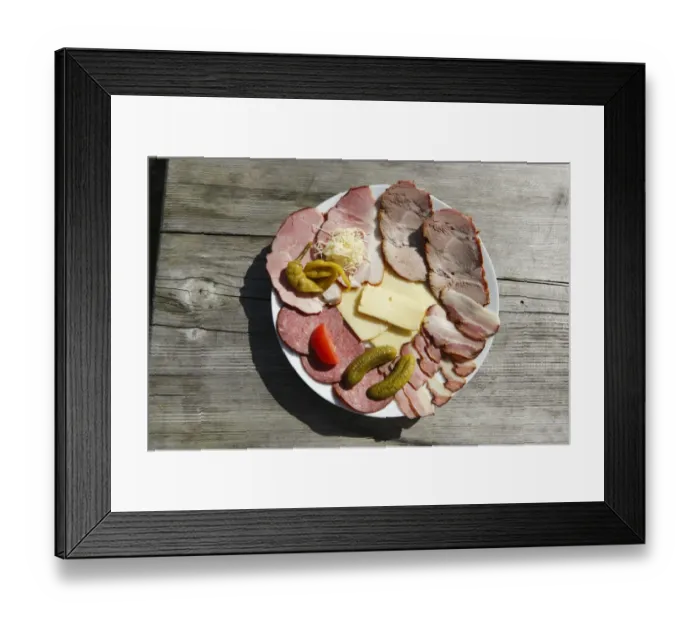 Framed Print : Snack plate, Taferlklause, Salzkammergut region, Upper Austria, Austria, Europe Framed Print : Snack plate, Taferlklause, Salzkammergut region, Upper Austria, Austria, Europe