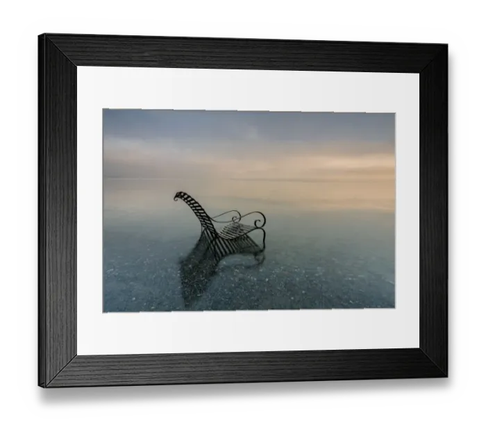 Framed Print : Bank in the water, early morning mood on Lake Constance near Landschlacht, Switzerland, Europe, PublicGround