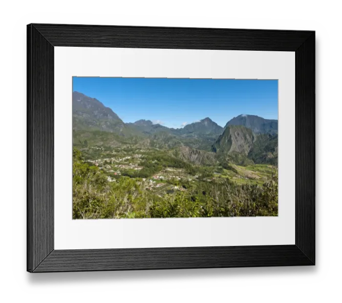 Framed Print : Village in the rugged mountain landscape, Cirque de Salazie, Hell-Bourg, La Reunion, Reunion, France Framed Print : Village in the rugged mountain landscape, Cirque de Salazie, Hell-Bourg, La Reunion, Reunion, France