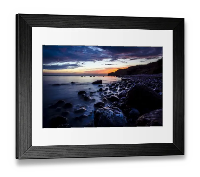 Framed Print : Morning atmosphere at the Baltic Sea, surf washing around rocks, Timmendorfer Strand, Niendorf, East Holstein, Schleswig-Holstein, Germany