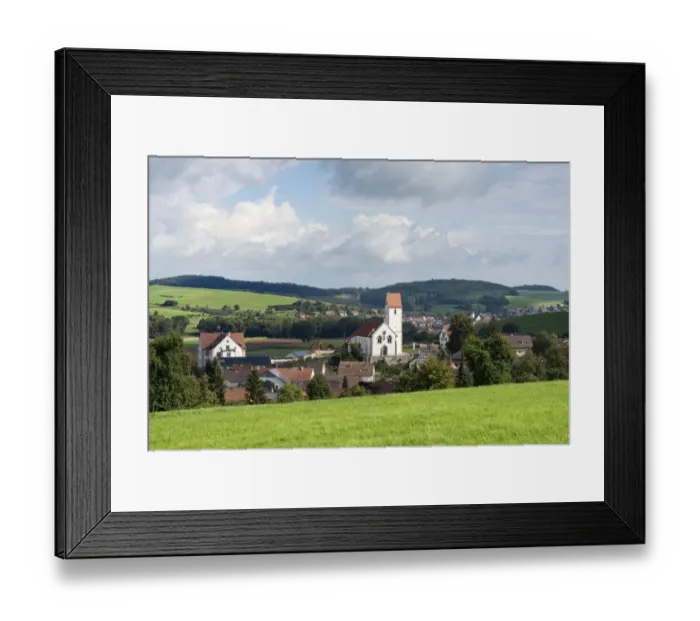 Framed Print : Parish Church of St. Mauritius in the Hegau village of Weiterdingen, Baden-Wuerttemberg, Germany, Europe