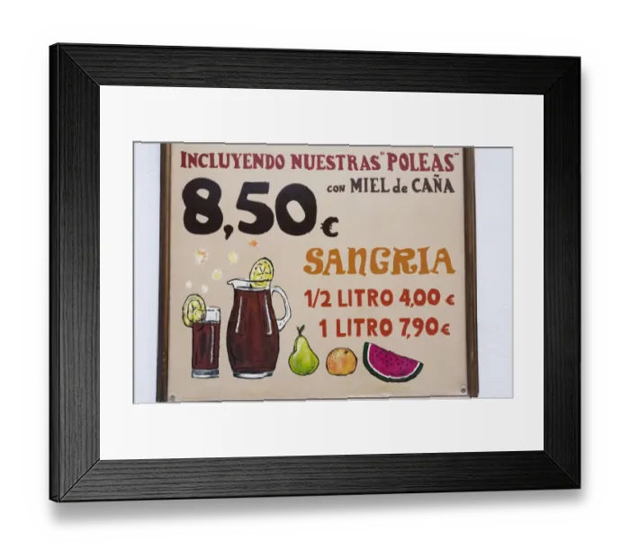 Framed Print : Outdoor wall advertisement for sangria, Seville, Spain Framed Print : Outdoor wall advertisement for sangria, Seville, Spain