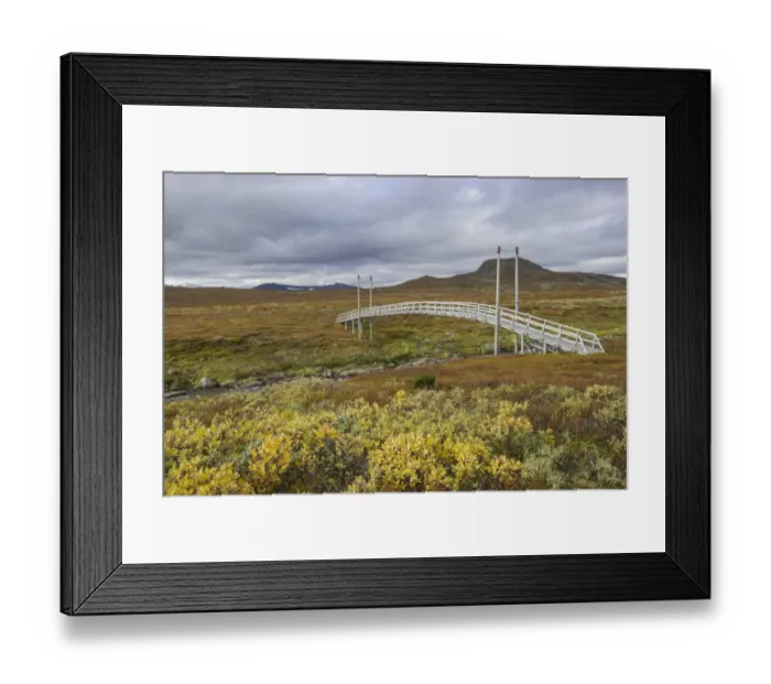 Framed Print : Suspension bridge, Vindelfjaellen, Vaesterbotten County, Sweden