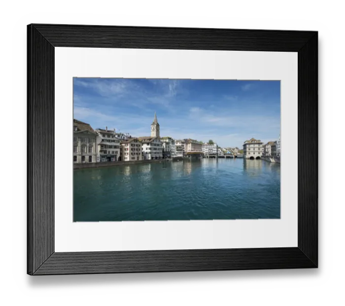 Framed Print : View of the Limmat river with the old town promenade, Zurich, Canton Zurich, Switzerland, Europe Framed Print : View of the Limmat river with the old town promenade, Zurich, Canton Zurich, Switzerland, Europe