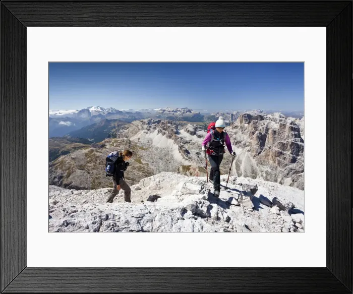 Framed Print : Climbers, ascent of the Tofane di Roze on the Giovanni Lipella via ferrata, behind the Sella and the Gardena, left the Marmolada, Dolomites, Cortina d Ampezzo, Province of Belluno, Veneto, Italy Framed Print : Climbers, ascent of the Tofane di Roze on the Giovanni Lipella via ferrata, behind the Sella and the Gardena, left the Marmolada, Dolomites, Cortina d Ampezzo, Province of Belluno, Veneto, Italy