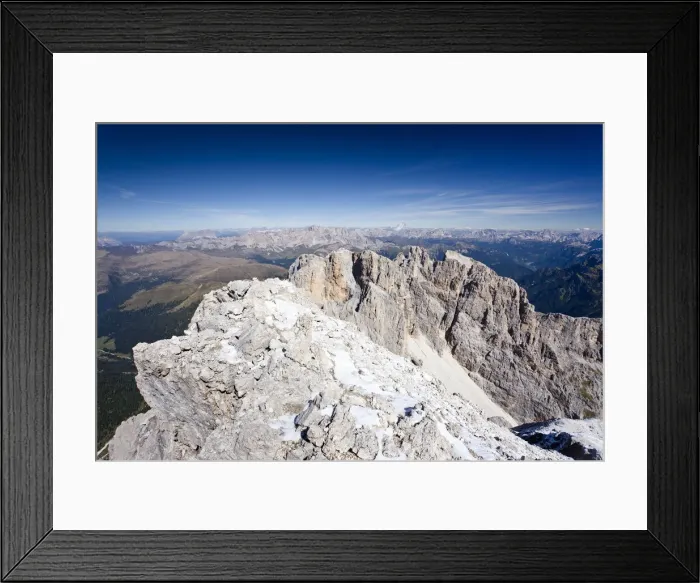 Framed Print : Summit of Cima Vezzena Mountain in the Pala Group, overlooking the Dolomites with the South Face of the Marmolada, Trentino, Italy, Europe