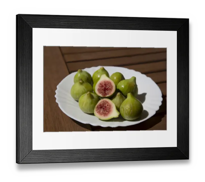 Framed Print : Fresh green figs -Ficus carica- on a plate, Lagos, Algarve, Portugal, Europe Framed Print : Fresh green figs -Ficus carica- on a plate, Lagos, Algarve, Portugal, Europe