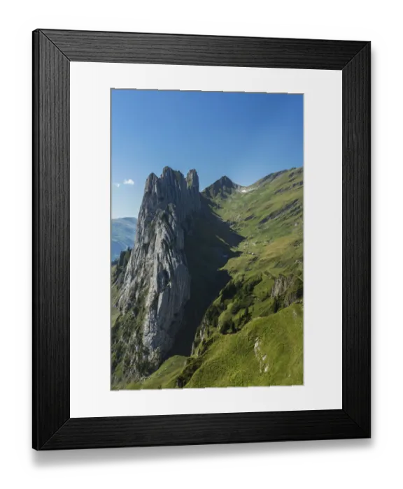 Framed Print : View over the Alpstein Range with the Kreuzberge Mountains, Alpstein, Appenzell, Switzerland, Europe