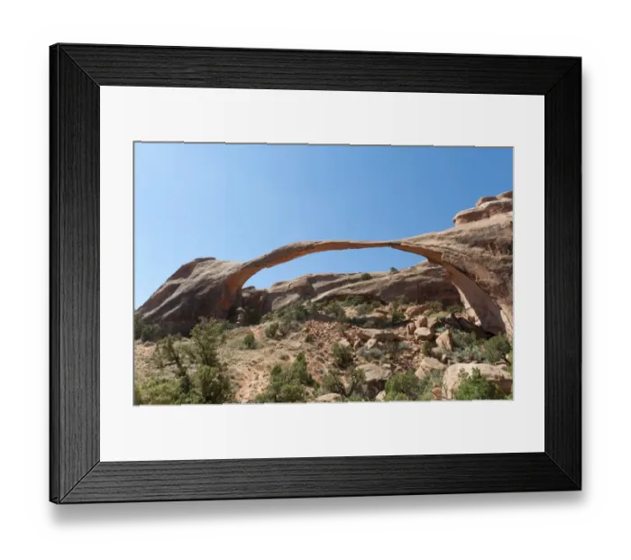 Framed Print : Red sandstone, Landscape Arch, fragile natural stone arch, Arches National Park, Utah, Western United States, United States of America, North America Framed Print : Red sandstone, Landscape Arch, fragile natural stone arch, Arches National Park, Utah, Western United States, United States of America, North America