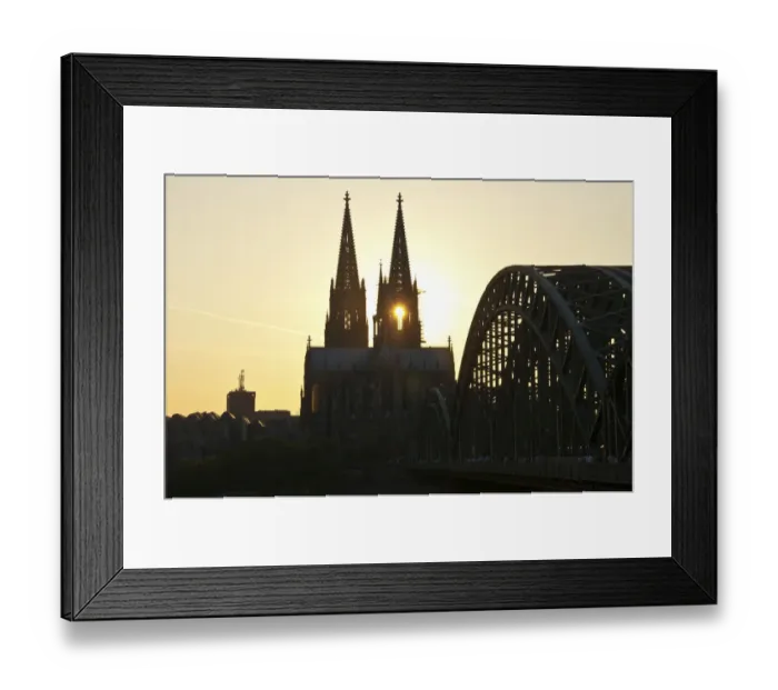 Framed Print : Evening mood, Cologne Cathedral and Hohenzollernbrucke bridge, Cologne, North Rhine-Westphalia, Germany, Europe, PublicGround