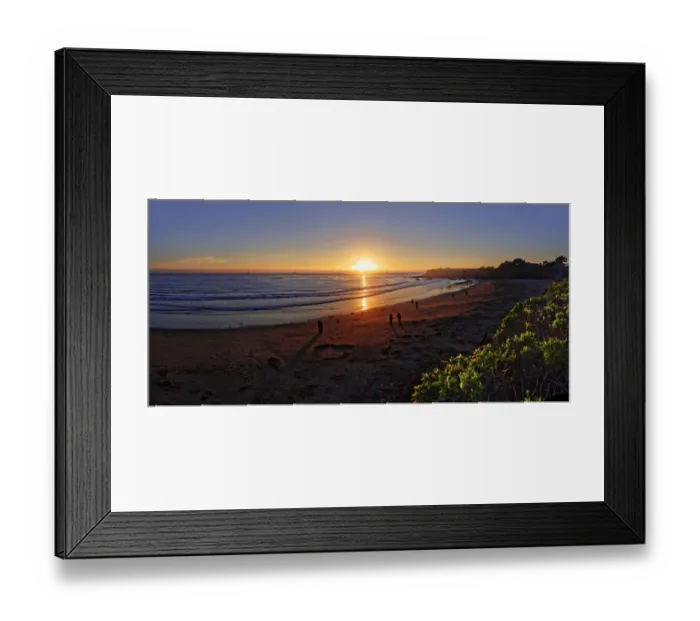 Framed Print : People at sunset at the Pacific beach of Cambria, California, United States Framed Print : People at sunset at the Pacific beach of Cambria, California, United States