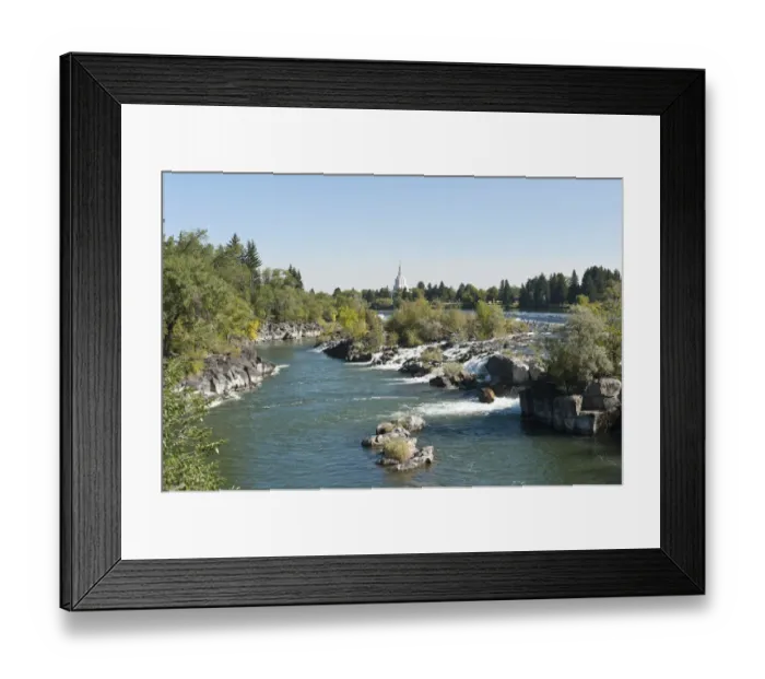Framed Print : City beside a river, waterfall, Snake River, Idaho Falls, Idaho, Western United States, United States of America, North America Framed Print : City beside a river, waterfall, Snake River, Idaho Falls, Idaho, Western United States, United States of America, North America