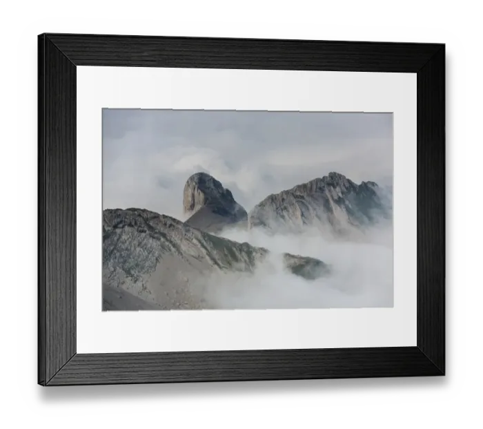 Framed Print : Fog in the Alpstein Range with a view towards Oehrli Mountain, Appenzell, Switzerland, Europe Framed Print : Fog in the Alpstein Range with a view towards Oehrli Mountain, Appenzell, Switzerland, Europe