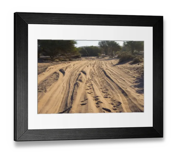 Framed Print : Sandy track, Sossusvlei, Namib Naukluft Park, Namibia Framed Print : Sandy track, Sossusvlei, Namib Naukluft Park, Namibia