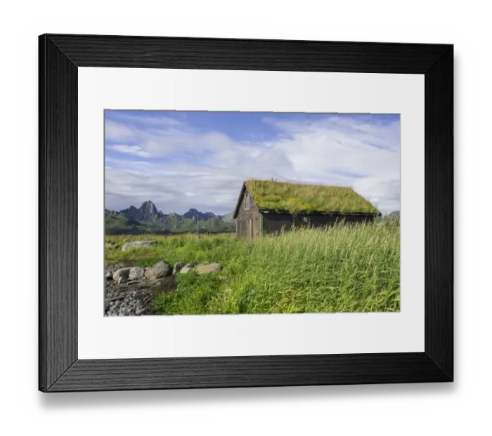 Framed Print : Holiday cottage on Eidsfjord, Langoeya, Vesteralen, Nordland, Norway Framed Print : Holiday cottage on Eidsfjord, Langoeya, Vesteralen, Nordland, Norway