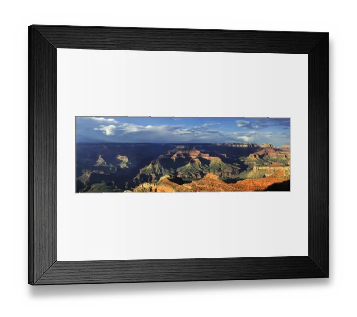 Framed Print : View of the Grand Canyon in the evening light, viewing point Mather Point, South Rim, Grand Canyon, at Tusayan, Arizona, USA