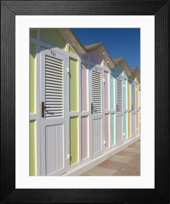 Framed Print : Pastel coloured beach cabins, Riccione, Emilia-Romagna region, Italy Framed Print : Pastel coloured beach cabins, Riccione, Emilia-Romagna region, Italy