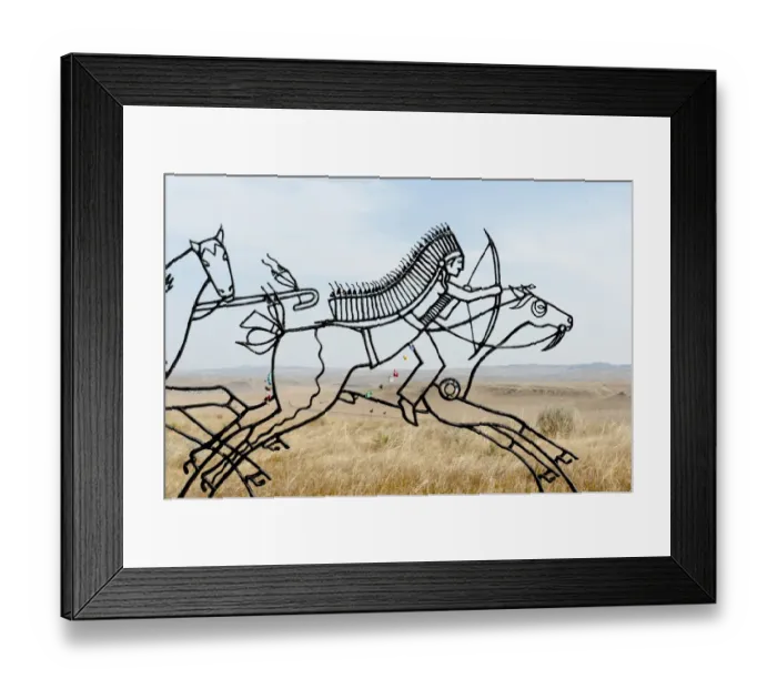 Framed Print : Monument, Indian Memorial, Sioux Indian riding a horse, Little Bighorn Battlefield National Monument, Montana Province, USA Framed Print : Monument, Indian Memorial, Sioux Indian riding a horse, Little Bighorn Battlefield National Monument, Montana Province, USA