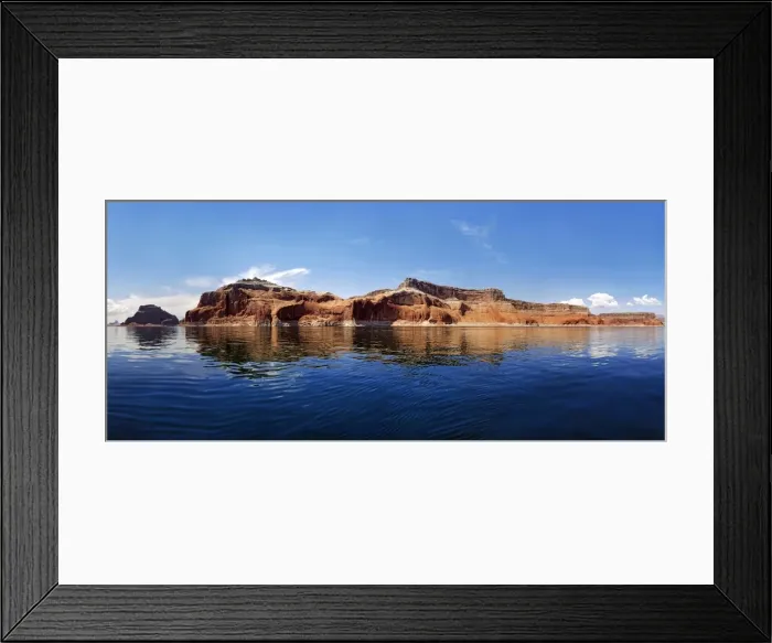 Framed Print : Red Navajo sandstone cliffs, rock formations, rising from Lake Powell, Page, Arizona, USA Framed Print : Red Navajo sandstone cliffs, rock formations, rising from Lake Powell, Page, Arizona, USA