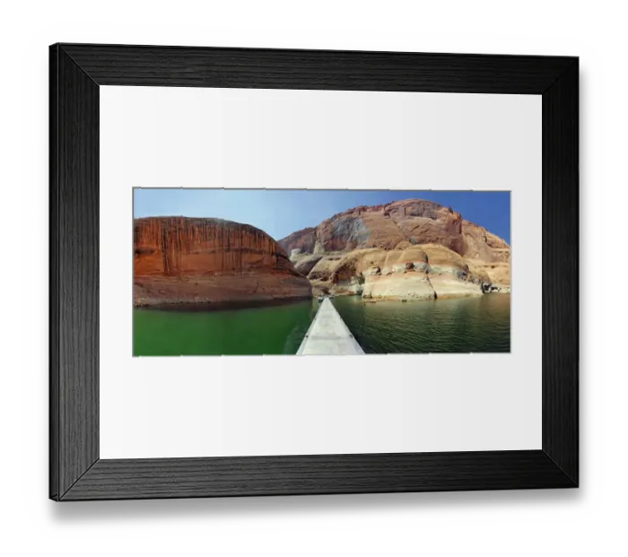 Framed Print : Jetty and red Navajo sandstone cliffs, rock formations rising from Lake Powell, Page, Arizona, USA Framed Print : Jetty and red Navajo sandstone cliffs, rock formations rising from Lake Powell, Page, Arizona, USA