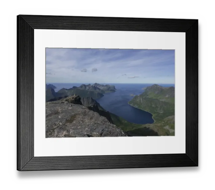 Framed Print : View from Mt Keipen, 936m, fishing village of Husoey at the back, Senja Island, Troms, Norway Framed Print : View from Mt Keipen, 936m, fishing village of Husoey at the back, Senja Island, Troms, Norway