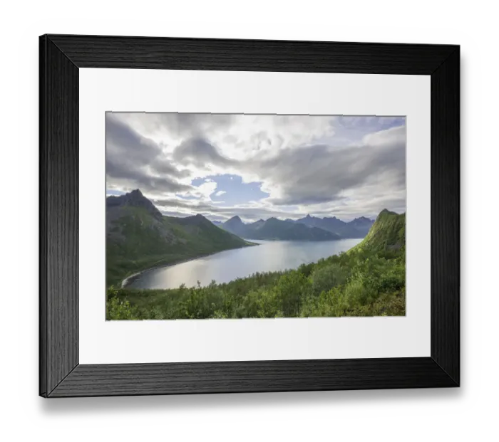 Framed Print : Traelvika Fjord, Senja Island, Husoey, Troms, Norway Framed Print : Traelvika Fjord, Senja Island, Husoey, Troms, Norway