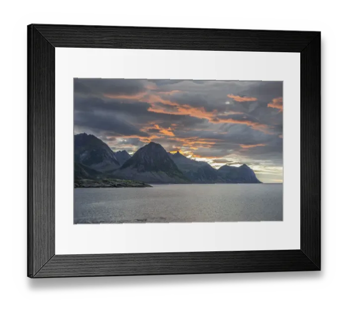 Framed Print : Coast near Husoey in the evening light, Senja Island, Troms, Norway Framed Print : Coast near Husoey in the evening light, Senja Island, Troms, Norway