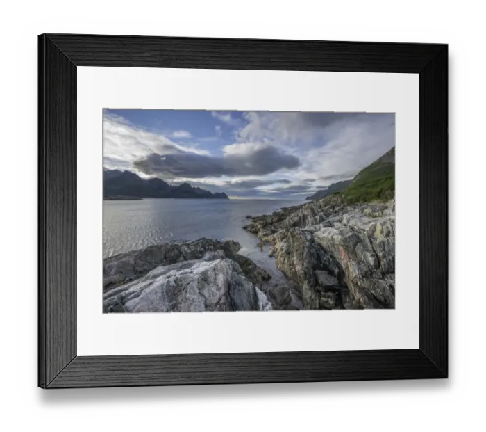 Framed Print : Rock structures on the coast near Husoey, Senja Island, Troms, Norway Framed Print : Rock structures on the coast near Husoey, Senja Island, Troms, Norway