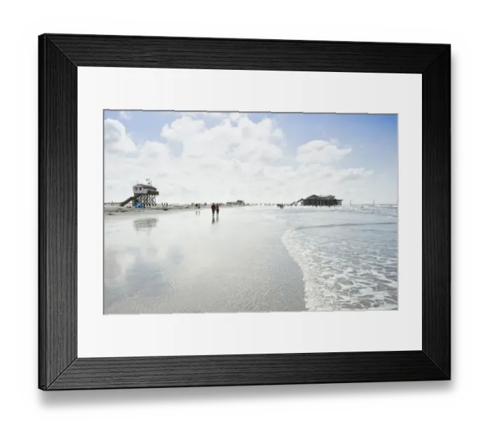 Framed Print : Stilt houses and beach, St Peter-Ording, Schleswig-Holstein, Germany Framed Print : Stilt houses and beach, St Peter-Ording, Schleswig-Holstein, Germany