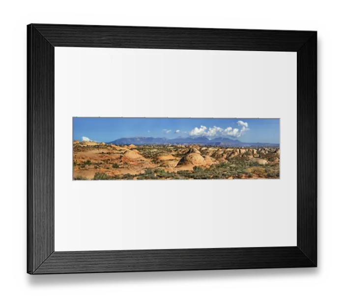 Framed Print : Overlooking the Petrified Dunes towards the La Sal Mountains in the distance, Arches-Nationalpark, near Moab, Utah, United States Framed Print : Overlooking the Petrified Dunes towards the La Sal Mountains in the distance, Arches-Nationalpark, near Moab, Utah, United States