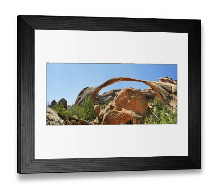Framed Print : Landscape Arch, stone arch made of red sandstone formed by erosion, Arches-Nationalpark, near Moab, Utah, United States Framed Print : Landscape Arch, stone arch made of red sandstone formed by erosion, Arches-Nationalpark, near Moab, Utah, United States