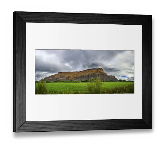Framed Print : Green fertile valley with the South Caineville Mesa after a thunderstorm, Caineville, Utah, United States Framed Print : Green fertile valley with the South Caineville Mesa after a thunderstorm, Caineville, Utah, United States