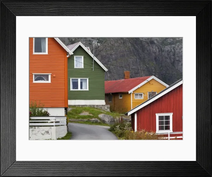 Framed Print : Colourful houses in Henningsvaer, Vagan, Austvagoy, Lofoten, Nordland, Norway Framed Print : Colourful houses in Henningsvaer, Vagan, Austvagoy, Lofoten, Nordland, Norway