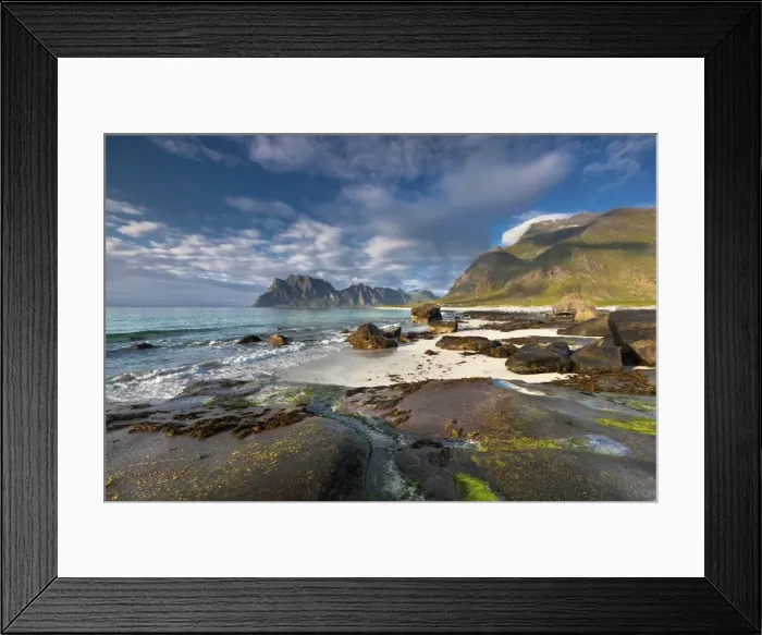 Framed Print : Utakleiv beach, Haukland, Vestvagoya, Lofoten, Nordland, Norway Framed Print : Utakleiv beach, Haukland, Vestvagoya, Lofoten, Nordland, Norway