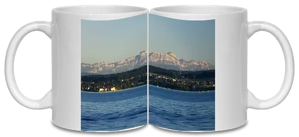 View from Lake Constance near Konstanz towards the Alpstein Range with Santis Mountain, Lake Constance, Baden-Wuerttemberg, Germany, Europe