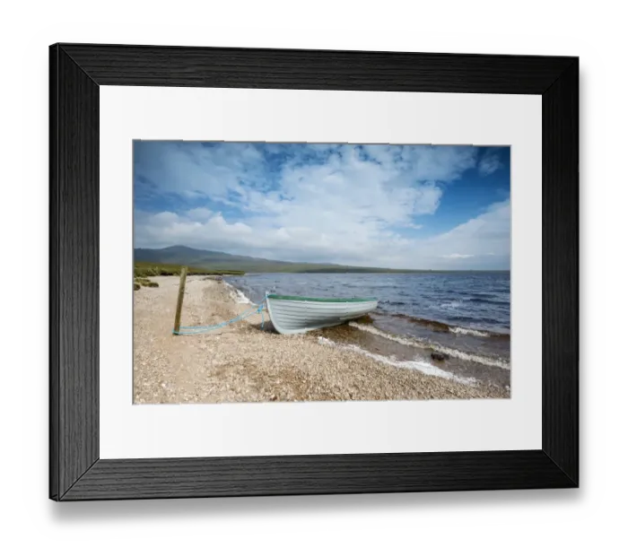 Framed Print : Fishing boat on the shore of Loch Loyal, Sutherland, Scotland, Great Britain, Europe Framed Print : Fishing boat on the shore of Loch Loyal, Sutherland, Scotland, Great Britain, Europe