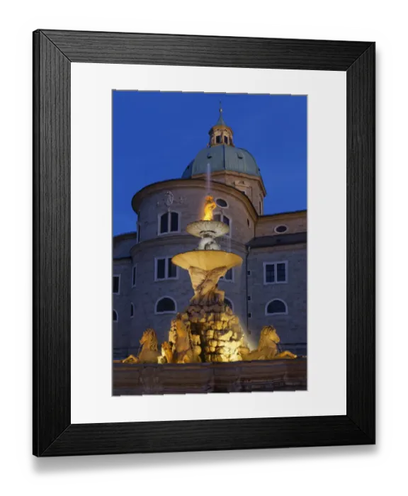 Framed Print : Residenzbrunnen, Residence Fountain, Cathedral, Residenzplatz square, Salzburg, Austria, Europe, PublicGround