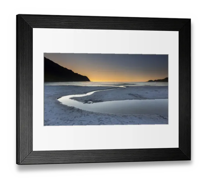 Framed Print : Refviksanden Beach with estuary in the evening light, Vagsoy island, Sogn og Fjordane, Norway Framed Print : Refviksanden Beach with estuary in the evening light, Vagsoy island, Sogn og Fjordane, Norway
