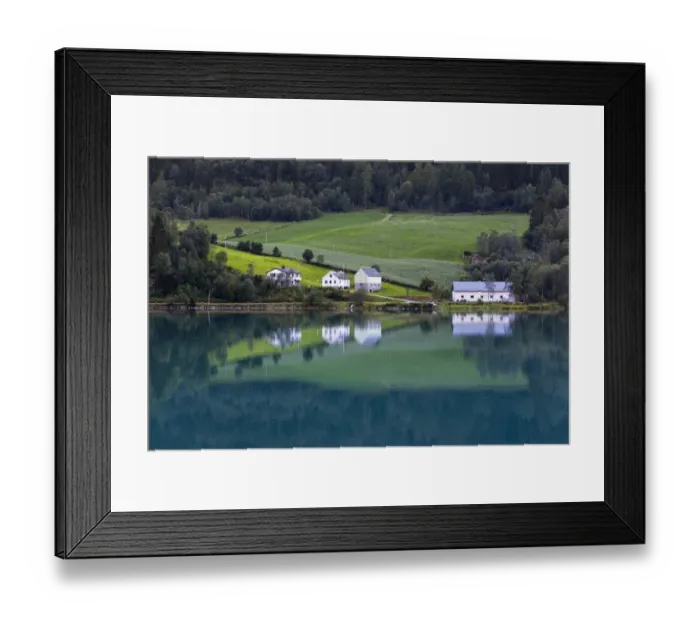 Framed Print : Houses on Lake Oldevatnet, Stryn, Sogn og Fjordane, Norway Framed Print : Houses on Lake Oldevatnet, Stryn, Sogn og Fjordane, Norway