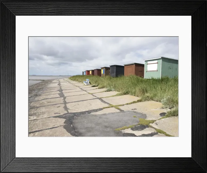 Framed Print : Colorful beach huts on the dike at the North Sea, Dagebuell, North Frisia, Schleswig-Holstein, Germany, Europe Framed Print : Colorful beach huts on the dike at the North Sea, Dagebuell, North Frisia, Schleswig-Holstein, Germany, Europe