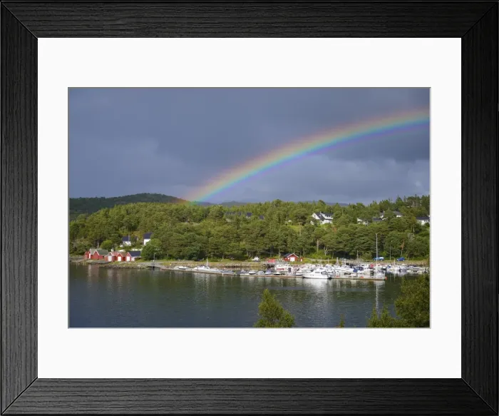 Framed Print : Rainbow over a port, Lauvsnes, Flatanger, Nord-Trondelag, Trondelag, Norway Framed Print : Rainbow over a port, Lauvsnes, Flatanger, Nord-Trondelag, Trondelag, Norway