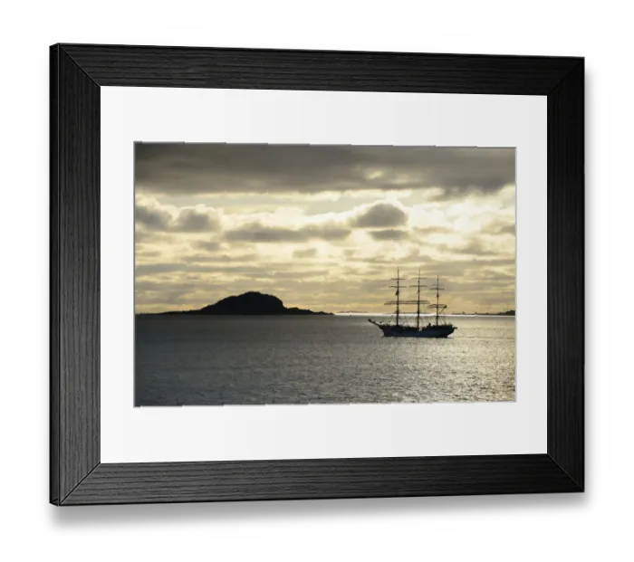 Framed Print : Ship sailing past an island at sunset, Insel Havsteinen, Alesund, More og Romsdal, Western Norway, Norway Framed Print : Ship sailing past an island at sunset, Insel Havsteinen, Alesund, More og Romsdal, Western Norway, Norway