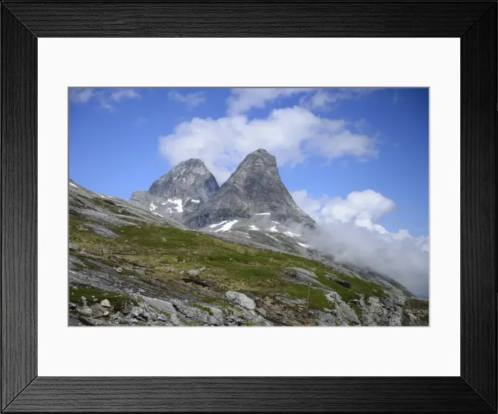 Framed Print : Mountains of Bispen and Kongen, bei den Trollstigen, Romsdal, South Africa Framed Print : Mountains of Bispen and Kongen, bei den Trollstigen, Romsdal, South Africa
