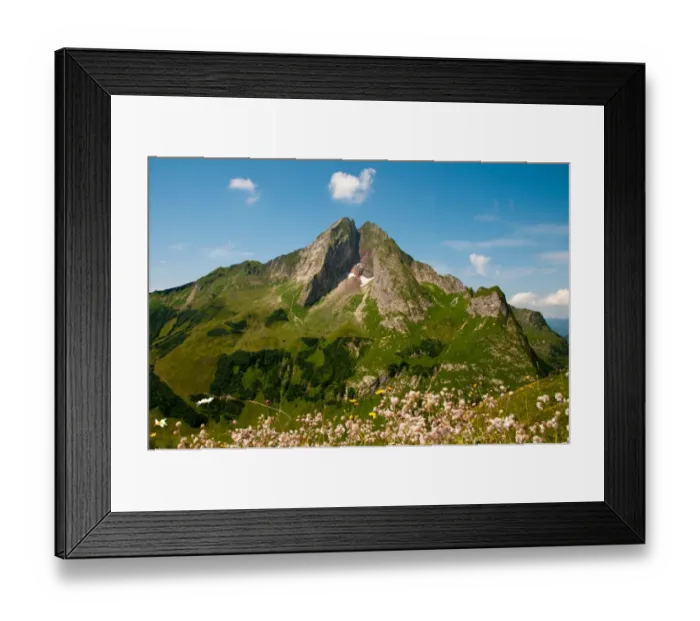 Framed Print : East side of Hoefats Mountain, 2259m, Laufbacher Eck-Weg hiking trail, Allgaeu Alps, Allgaeu, Bavaria, Germany, Europe, PublicGround