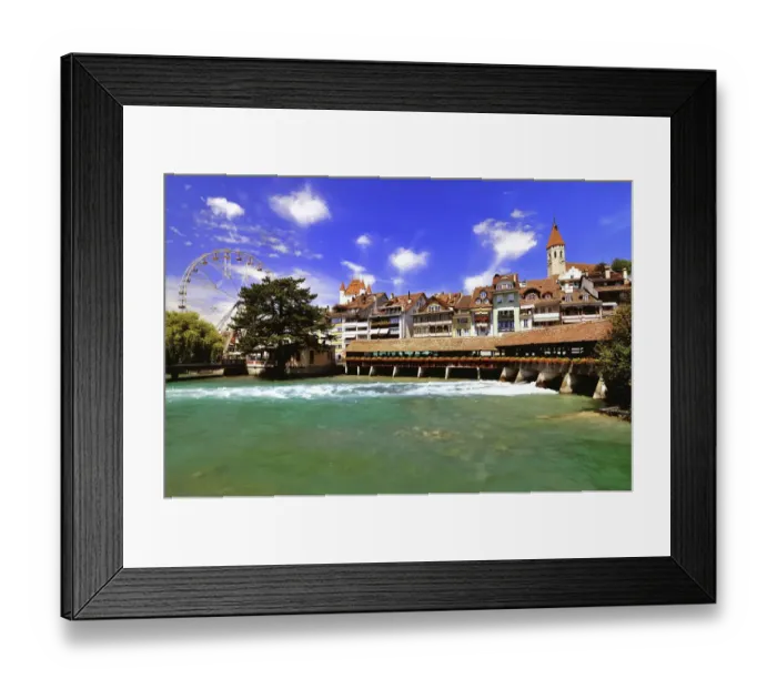 Framed Print : Historic centre of Thun with a Ferris wheel, lower lock of the Aare River, Thun, Canton of Bern, Switzerland Framed Print : Historic centre of Thun with a Ferris wheel, lower lock of the Aare River, Thun, Canton of Bern, Switzerland